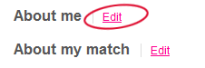 shows the edit link in relation to the about section