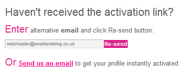 screenshot showing options when confirmation email is not received